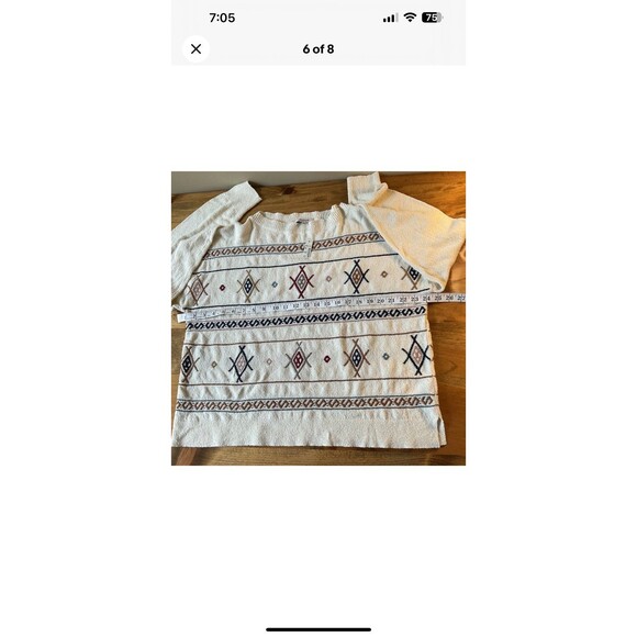 Madewell Womans Embroidered Reseda Pullover Sweater in Eggshell Size Lg NEW/Tags - Picture 6 of 8